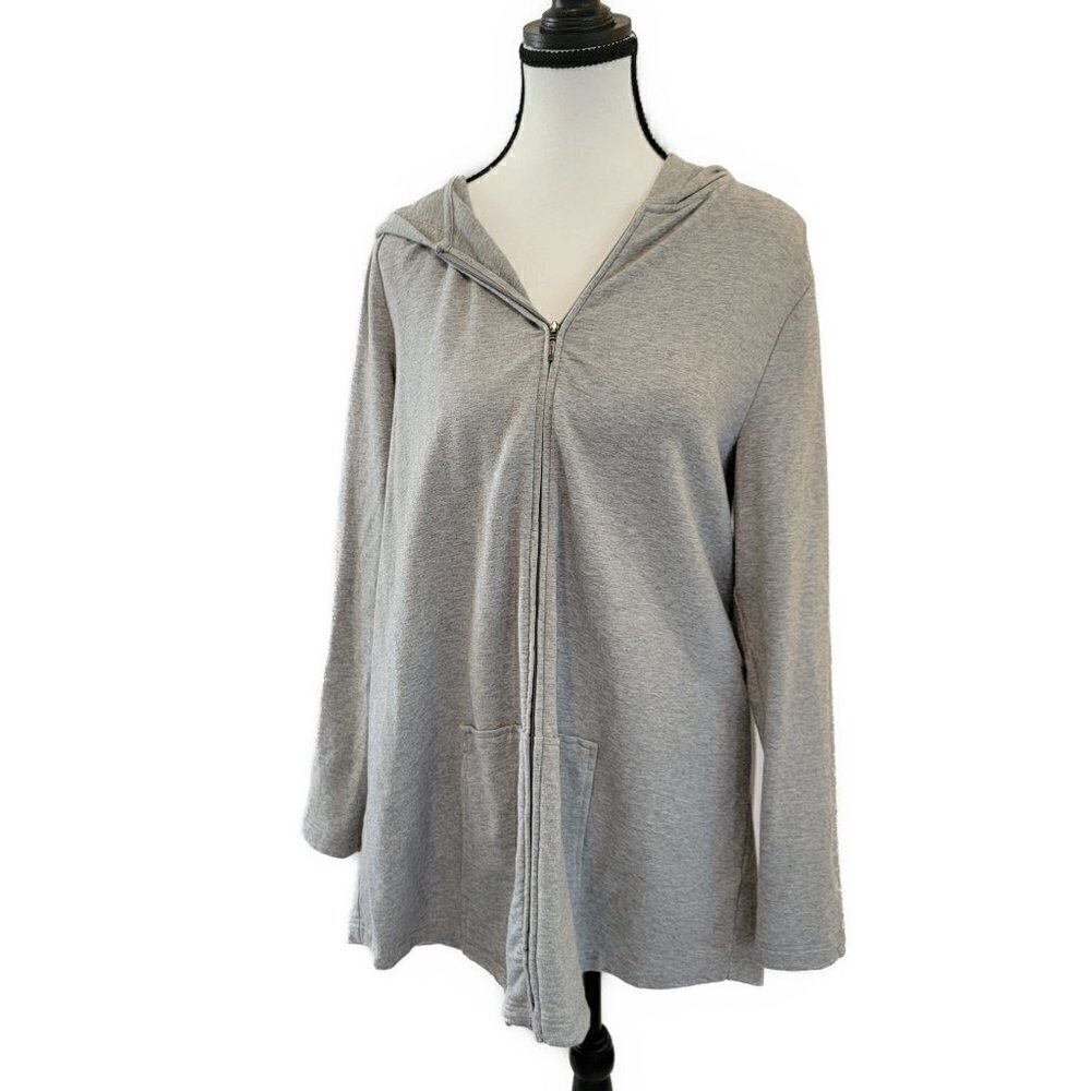 purejill Grey zipper sweatshirt with hood - size Medium
